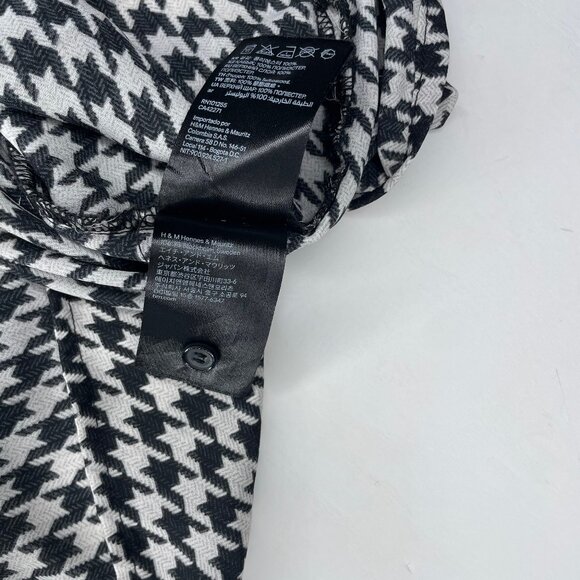 H&M Women's Houndstooth Long Sleeve Collared Button Down Blouse Top Small - Picture 11 of 13